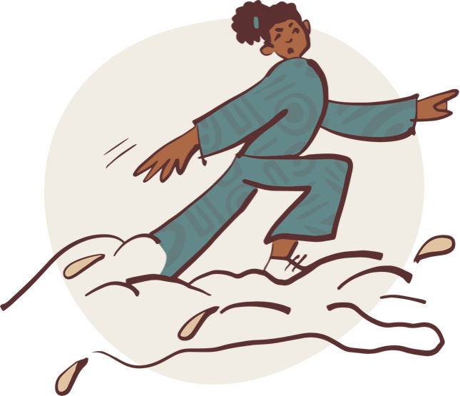 Walking through mud illustration