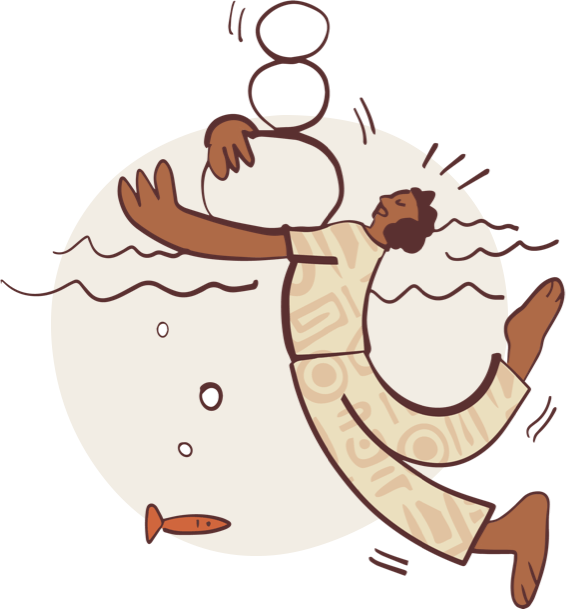 Keeping head above water illustration